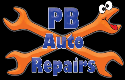 PB Autos Logo, a picture of two orange spanners in an X shape, with silly eyes and cheeky tongue sticking out